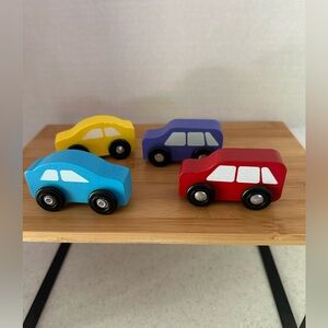 Melissa & Doug Colorful Wooden Toy Cars Set. Rolling Cars.